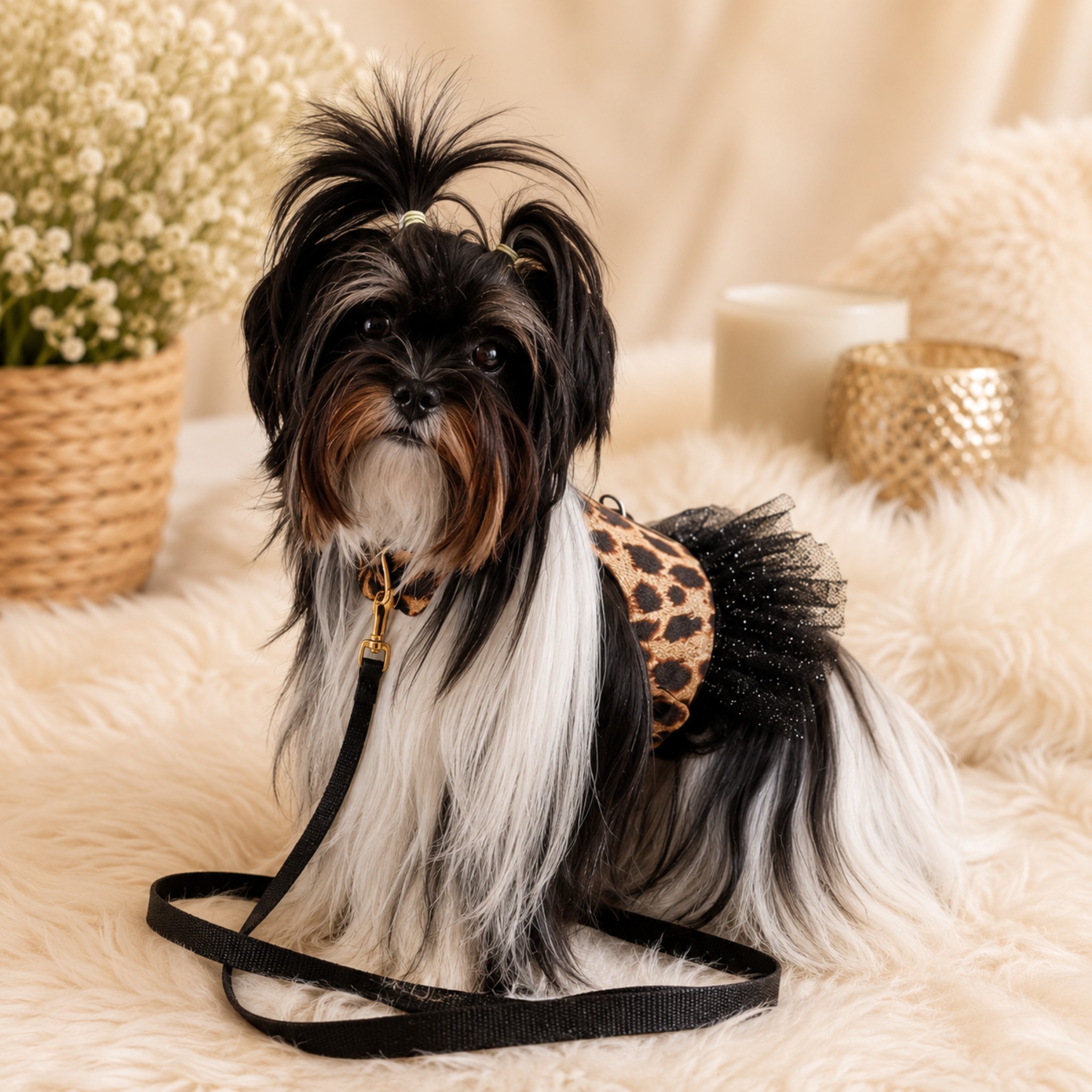 Pettorina Fashion Leopard con Tutù per Cani